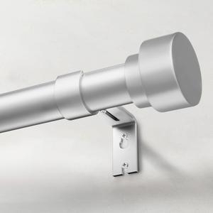 Heavy Duty Curtain Rods for Windows 66 to 120 Inch, 1 Inch Silver Window Curtain Rod for Bedroom, Living Room, Outdoor, Adjustable Easy Install Long Modern Curtain Rods, (A1,Silver,30"-120")