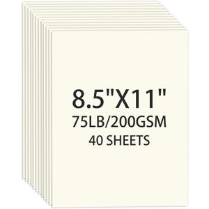 Cream Cardstock 8.5 X 11, 40 Sheets Card Stock, 75lb/ 200gsm Copy Paper, Cardstock Printer Paper For Art, Drawing, Invitations, DIY Cards, Craft, Construction, School & Office Supplies