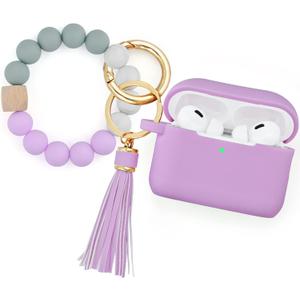 Filoto Airpods Pro 2nd Generation Case Cover 2022, Cute Silicone Protective Case with Bracelet Keychain Accessories for New Apple Airpods Pro 2 Women Girls (Lavender Purpl)