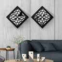 2 PCS Square Wall Mirror,Rustic Farmhouse Wall Mirrors,12 inch Small Mirror Art (style2 Black)