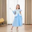 Cinderella Dresses For Girls Little Kids Toddler Princess Fancy Dress Up Clothes + Accessories Halloween Christmas Carnival Birthday Party Role Play Cosplay Costume Blue, Size 110