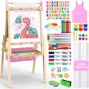 Joyooss Art Easel for Kids Easel for Toddlers,Adjustable Standing Wooden Easels Kids Whiteboard & Chalk Board Kids Dry Erase Board,Art Easel for Kids Easel for Toddlers 2-4 Years