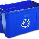Rubbermaid Commercial Products, Recycling Bin/Box for Paper and Packaging, Stackable, 18 GAL, for Indoors/Outdoors/Garages/Homes/Commercial Facilities, Blue