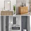 Wall Mount Mirror for Bathroom, Brushed Black Metal Framed Rounded Corner Rectangular Vanity Mirror (24" x 36", Black)