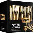 300 Gold Disposable Plastic Flatware Set - 100 Forks, 100 Spoons, 100 Knives - Heavy Duty Silverware for Party Bulk