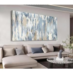 Shoci Large Abstract Wall Art - Gray Blue Beige Canvas Pictures for Living Room Contemporary Painting Prints Decor Modern Graffiti Artwork Wall Art for Bedroom Home Office Decoration 24" X 48"