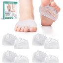 4 Pairs Silicone Toe Spacers Separators for Women Men Bunion Corrector, Hammertoe Straightener, Breathable Metatarsal Foot Support Pads Toe Cushions for Pain Relief (Clear)