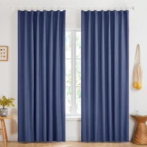 Deconovo 100% Blackout Pinch Pleat Curtains, Thermal Insulated Room Darkening Drapes for Bedroom & Living Room, Noise Reducing for Enhanced Sleep & Privacy, Blue, 40x84 Inch, Set of 2 Panels