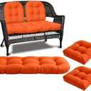 DVUAY Wicker Chair Cushions 3 Piece Set, Waterproof Outdoor Cushion for Patio Furniture, Loveseat and U-Shaped Wicker Furniture Cushions, Orange