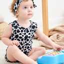 UNICOMIDEA 0-24 Months Baby Floral Romper Infant Playsuits Headband Jumpsuit Toddlers Outfits (White)