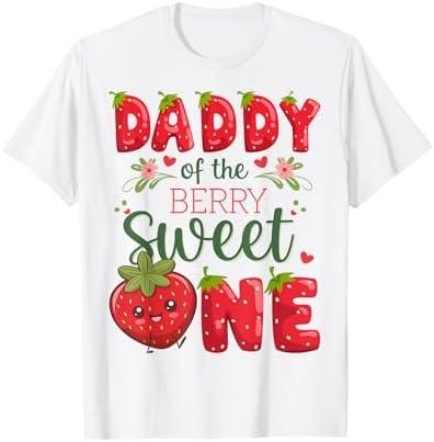 Daddy Of The Berry Sweet One 1St Birthday Strawberry T-Shirt, S