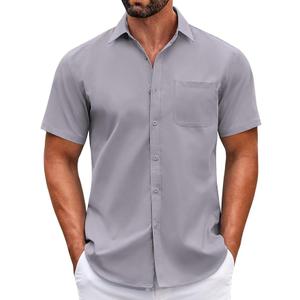 COOFANDY Mens Short Sleeve Casual Button Down Shirts Summer Untucked Dress Shirts with Pocket, Size S