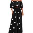 Floerns Women's 2 Piece Lounge Sets Polka Dots Off The Shoulder Crop Tops and Wide Leg Palazzo Pants L