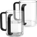 yeesport 2 PCS Judaica Hand Washing Cup with Dual Handles, Clear Acrylic Netilat Yadayim Cup with Non Slip Pads for Jewish Ritual, Sabbath, Morning Cleansing, Holiday Prayer, Festival Table