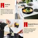 E-far Cooking Utensils Set of 6, Silicone Kitchen Utensils with Wooden Handle, Non-stick Cookware Friendly & Heat Resistant, Includes Spatula/Ladle/Slotted Turner/Serving Spoon/Spaghetti Server(Black)