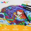 SNEILJOY Kids Fabric Art Kit with 2 Pillowcases (Dinosaur & Mermaid) & 8 Non-Fading Markers, 15.5x15.5 in, Birthday Gifts for 6 Year Old Boys and Girls