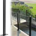 Glass Railing Mid Post 43.5",304 Stainless Steel Glass Balustrade Post with Spigot Slots for Indoors & Outdoors Railing of Deck,Balcony,Attic,Staircase (Mid Post,Black)