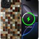 Magnetic Case for iPhone 15 Case,Compatible with MagSafe Mosaic Tile Elegant Colorful Design Hybrid Dual Protection Silicone + Hard PC Shockproof Full Body Cover Case for Men Women