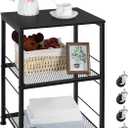 ETELI 3 Tier Side Table with Wheels Black Rolling End Side Table Small with Storage Shelves Industrial Night Stand for Small Space Living Room Bedroom Kitchen Office