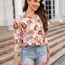 siliteelon Blouses for Women Long Sleeve Button Down Shirts Printed Wrinkle-Free Dressy Casual Blouse Spring Fall Trendy (L)