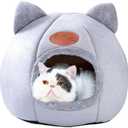 Cat Beds for Indoor Cats, Cozy Cat Cave Bed Dog House Cats Tent with Removable Cushion Pillow, Soft Warm Pet House Puppy Bed, Cute Pet Nest for Kitten and Dog (Gray, M-13x13x13 Inches)
