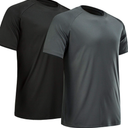 Workout Shirts for Men Short Sleeve Quick Dry Athletic Gym Active T Shirt Moisture Wicking, L