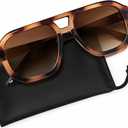 livho Trendy Polarized Square Aviator Sunglasses Women Men Square Eyewear Frame, Retro Sun Glasses for Women Men 2025 Shades (Vibrant Brown Tortoise/Brown)