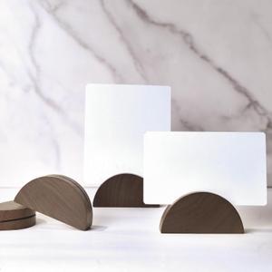 UNIQOOO 10 Set 2" Arch Walnut Wood Stand with Cards |1.2mm Slot, for Name Cards, Place Card Holder, Photo Display Stand | for Event Decor, Retail Shop, Cafe Restaurant Menu, Business Card, Name Tag