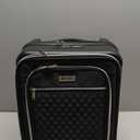 Lekebobor 18 Inch Carry On Luggage Airline Approved, Hybrid Soft Hard Shell Travel Suitcase with Removable Spinner Wheels, TSA Lock, Front Pocket for Women, Black