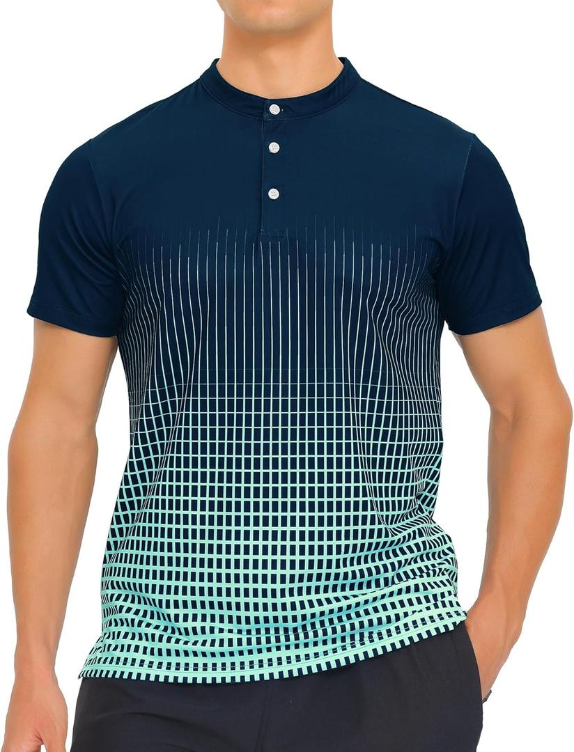 APTRO Men's Henley Shirts Short Sleeve Moisture-Wicking Athletic Shirt with 4-Way Stretch, Quick Dry Button Up Casual Top for Gym & Daily Wear (XXL)