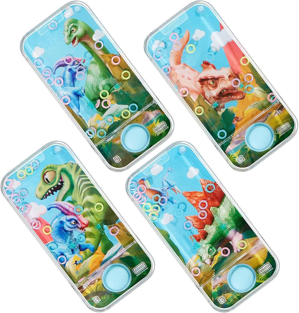 Chalyna 4 Pcs Handheld Water Games Water Ring Toys Colorful Ring Toss Game Without Road Trip Toys 80's 90's Games for Kids Party Favors Bag Fillers Pastime(Animal Style)