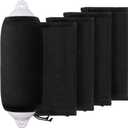 Boat Fender Covers 8" x 22",6" x 18",10" x 26" Fender Covers Marine Boat Bumper Sleeves for Twin Eye & Center Rope Tube Style Fenders, Black & Navy Blue, 4-Pack, Polyester (Boat Fender Not Included)