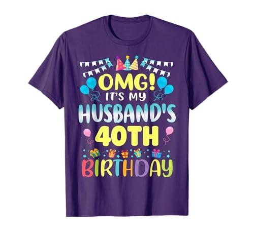 OMG It's My Husband's 40th Birthday Sweet 40 Years Old T-Shirt, M, Black
