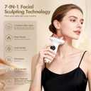 7-in-1 Cold Heated Facial Massager, Red Light Therapy for Face, Portable Microcurrent Facial Device, Cold Face Depuffer to Shaping and Reduce Swelling,Can Tightening Lifting Electric Gua Sha