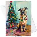 Border Terrier Tangled in Christmas Lights Greeting Cards - Cards with Envelopes - (Set of 10) Large 5.8 x 8.3 inch Folded Card Blank Note Cards Holiday Xmas 7 (Border Terrier, Pack of 10)