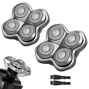 Pro 4 Shaver Replacement Heads Compatible with Skul Pitbulls Gold PRO, Silver PRO, Platinum PRO, Butterfly Kiss PRO Head Shavers, Floating 4 Heads for a Fast, Close and Smooth Shave (2 Pcs)