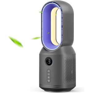 Desk Fan, 13 Inch Portable Bladeless Fan, Small Quiet Office Fan with 106 Oscillating, 3 Speeds & Night light, LED Display, Button Control, Personal Battery Operated Table Fan for Bedroom, Office, Home