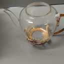 Maxdot Floral Glass Tea Set, 51 oz Teapot with 6 Cups, Plum Blossom, Teapot: about 51 oz/ 1500 ml
