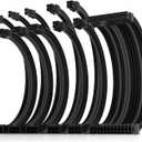 Asiahorse Power Supply Sleeved Cable for Power Supply Extension Cable Wire Kit 1x24-PIN/ 2x8-PORT (4+4) M/B,3x8-PORT (6+2) PCI-E 30cm Length with Combs(Dual EPS Black-Mix)