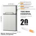 3 x Cigarette Case, Brushed Aluminium with Magnetic, Up to 20 Cigarettes for 100mm 100S Size (Gold)