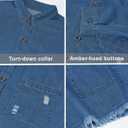 roswear Jean Shirt for Women Button Down Shirts Denim Tops Western Fall Outfits (Blue, XL)