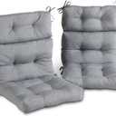 Greendale Home Fashions Outdoor 44 x 22-inch High Back Chair Cushion, Set of 2, Cement 2 Count