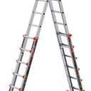 Ladder, A Frame 6 Step Ladder Extension, 22 Ft Anti-Slip Multi Position Ladder, Storage Folding Ladder, 330 lbs Security Load Telescoping Aluminum Ladders for Stairs Home Indoor Outdoor Roof (Silver)