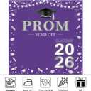 Prom 2026 Backdrop 6x6ft Purple Silver Graduation Prom Photography Background Silver Purple Class of 2026 Graduations Congrats Grad Party Send Off Banner Photo Studio Props (6x6ft)