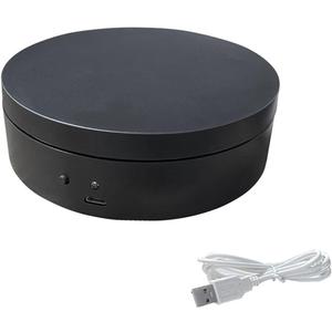 EMVANV Rotating Display Stand, Electric Turntable, 360 Auto, Quiet, USB & Battery Powered, ABS Material, Black