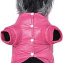 LESYPET Dog Coat for Small Dogs, Windproof Doggie Puffer Jacket with Leash Hole, Extra Warm Dog Jacket Winter Coat, Pink M