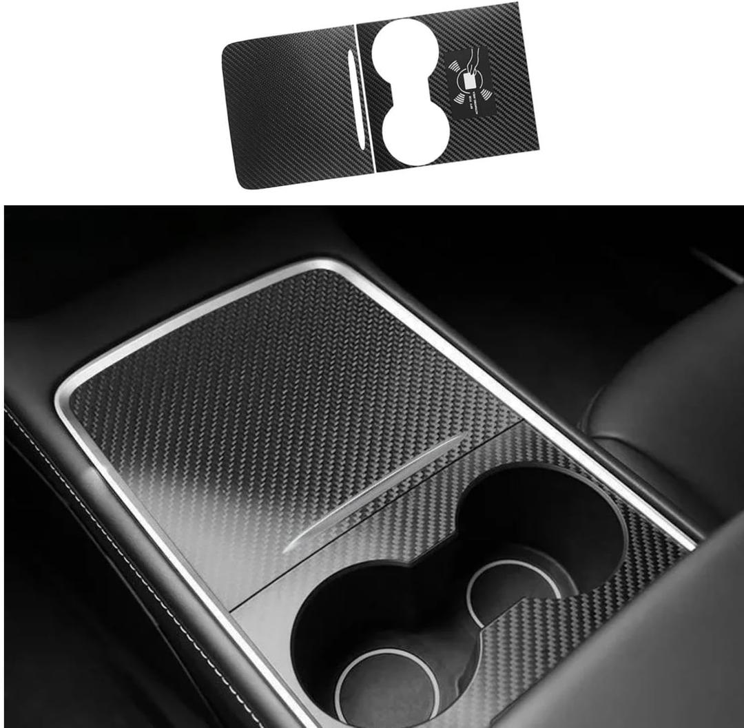 frani Center Console Wrap (Genuine Carbon Fiber) Designed for Tesla Model 3/Y 2021-2025,Tesla Center Console Cover for Model 3/Y(Not for Model 3 Highland 2024-2025)