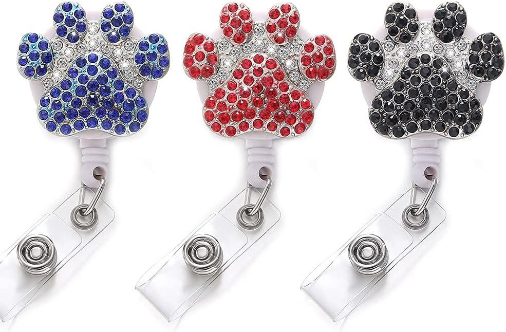 Cute Badge Holder Retractable id Badge Clip Retractable with Alligator Clip for Nursing 3PCS (multicolored-20)