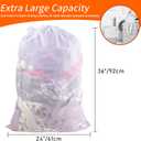 Polecasa Extra Heavy Duty Large Diamond Mesh Laundry Bags 24 x 36" with Drawstring Closure & ID Tag, Storage Bag for College, Travel, Sports, Dorms, White