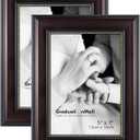 GraduationMall 5x7 Picture Frames, Real Glass, Display Photos for Wall or Tabletop, Mahogany with Gold Beads, 2-Pack